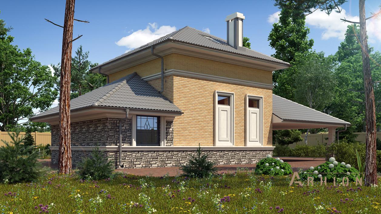 4. Проект одноэтажного дома в современном стиле с плоской кровлей , cp-74-04, площадью - 80 кв c мансардой