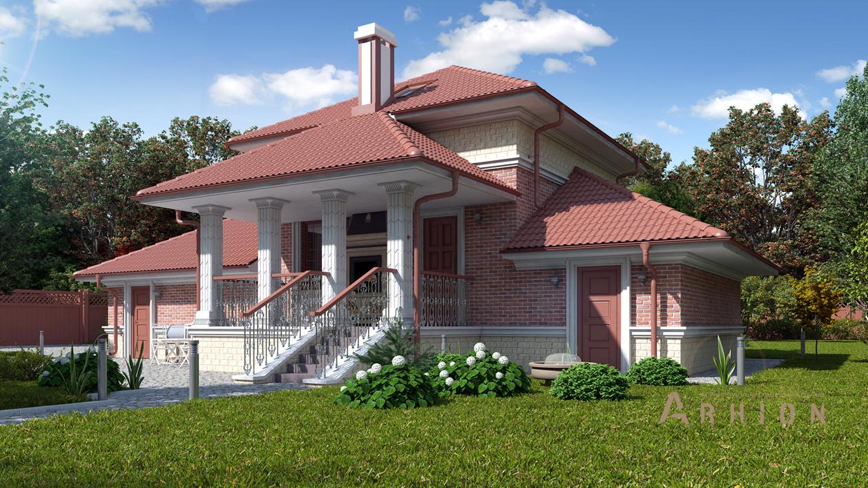 2. Проект одноэтажного дома в современном стиле с плоской кровлей , cp-74-05, площадью - 118 кв c мансардой, сауной, терассой, гаражом