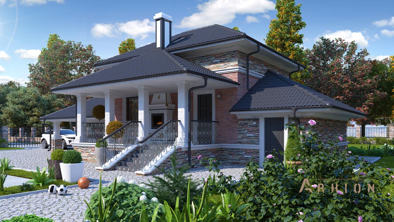 2. Проект одноэтажного дома в современном стиле с плоской кровлей , cp-74-06, площадью - 106 кв c мансардой, сауной, терассой, гаражом