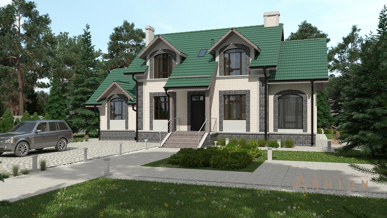 1. Проект одноэтажного дома в современном стиле с плоской кровлей , cp-74-40, площадью - 161 кв c мансардой