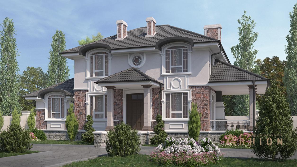 2. Проект двухэтажного дома в современном стиле с плоской кровлей , cp-74-44, площадью - 150 кв