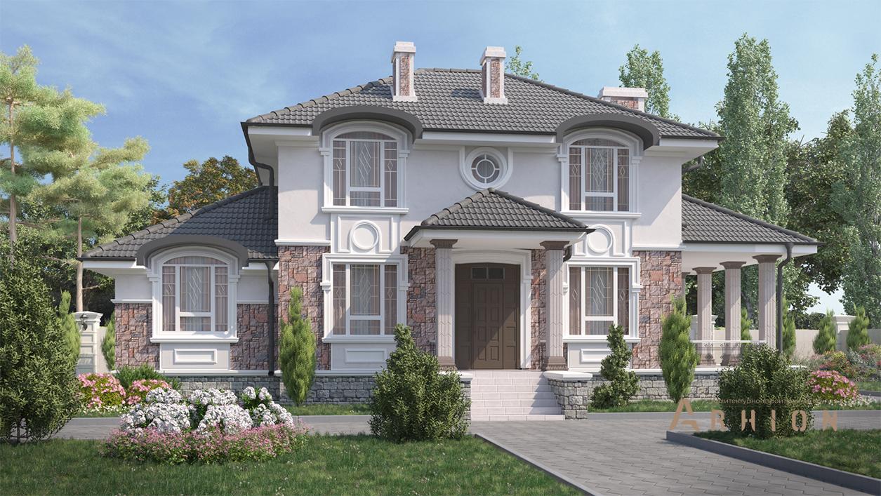 1. Проект двухэтажного дома в современном стиле с плоской кровлей , cp-74-44, площадью - 150 кв