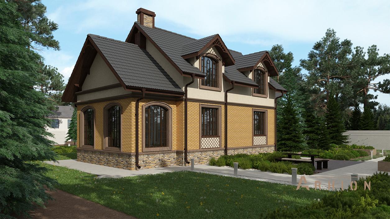 2. Проект одноэтажного дома в современном стиле с двускатной кровлей, cp-75-29, площадью - 146 кв c мансардой