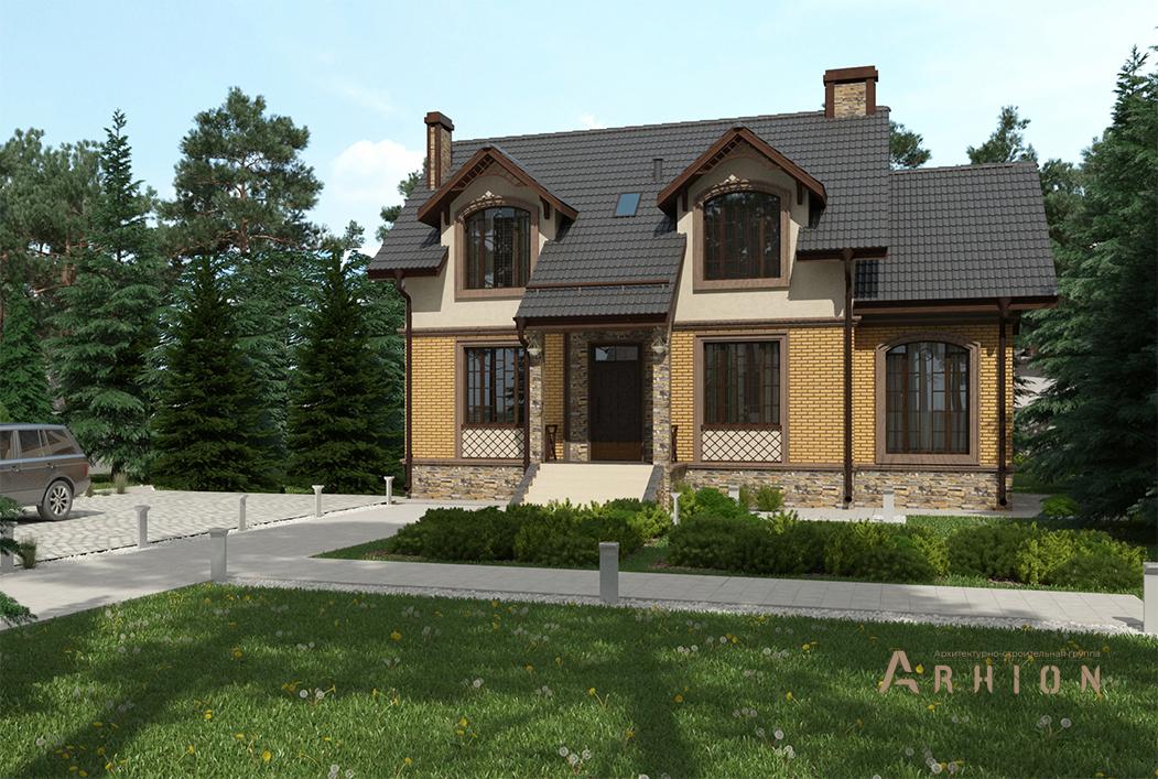 1. Проект одноэтажного дома в современном стиле с двускатной кровлей, cp-75-29, площадью - 146 кв c мансардой