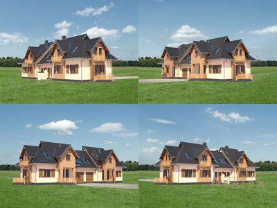 5. Проект одноэтажного дома в современном стиле с плоской кровлей , cp-81-54, площадью - 290 кв c мансардой, гаражом