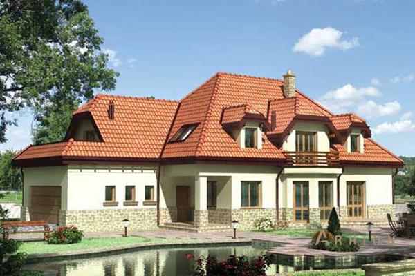 1. Проект одноэтажного дома в европейском стиле с многоскатной кровлей, cp-81-63, площадью - 330 кв c мансардой