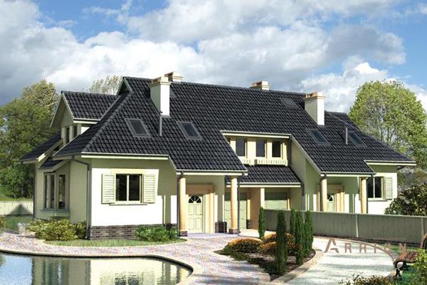 1. Проект одноэтажного дома в современном стиле с плоской кровлей , cp-81-74, площадью - 136 кв c мансардой, гаражом