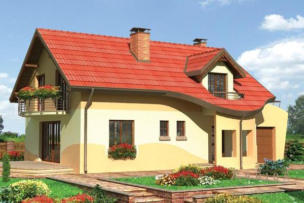 1. Проект одноэтажного дома в скандинавском стиле с многоскатной кровлей, cp-82-09, площадью - 286 кв c мансардой