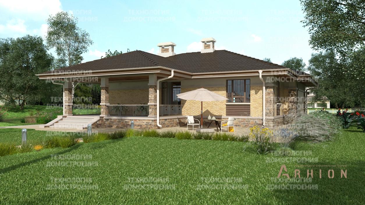 2. Проект одноэтажного дома в современном стиле с плоской кровлей , cp-83-34, площадью - 124 кв