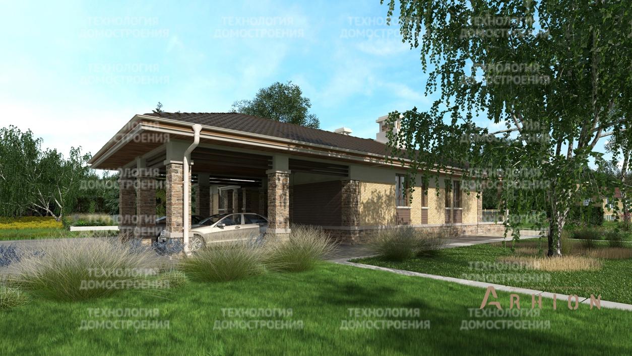 3. Проект одноэтажного дома в современном стиле с плоской кровлей , cp-83-34, площадью - 124 кв