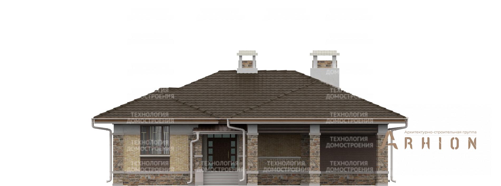 4. Проект одноэтажного дома в современном стиле с плоской кровлей , cp-83-34, площадью - 124 кв