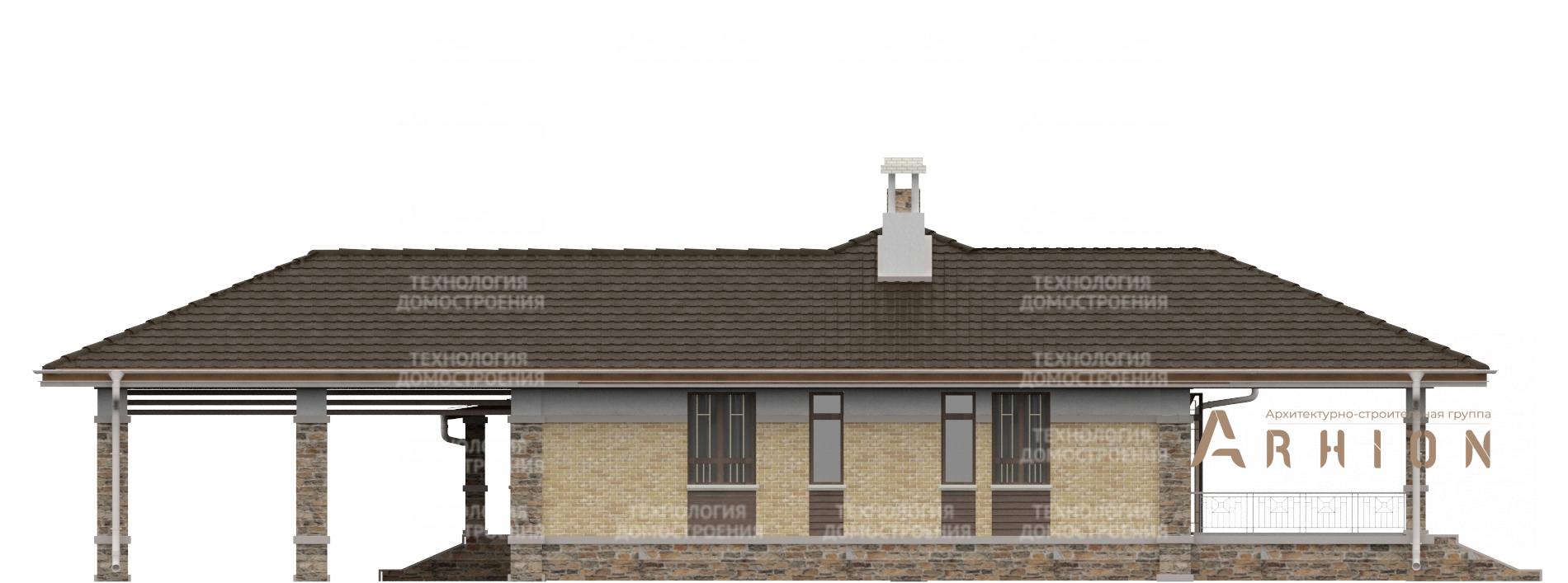 5. Проект одноэтажного дома в современном стиле с плоской кровлей , cp-83-34, площадью - 124 кв