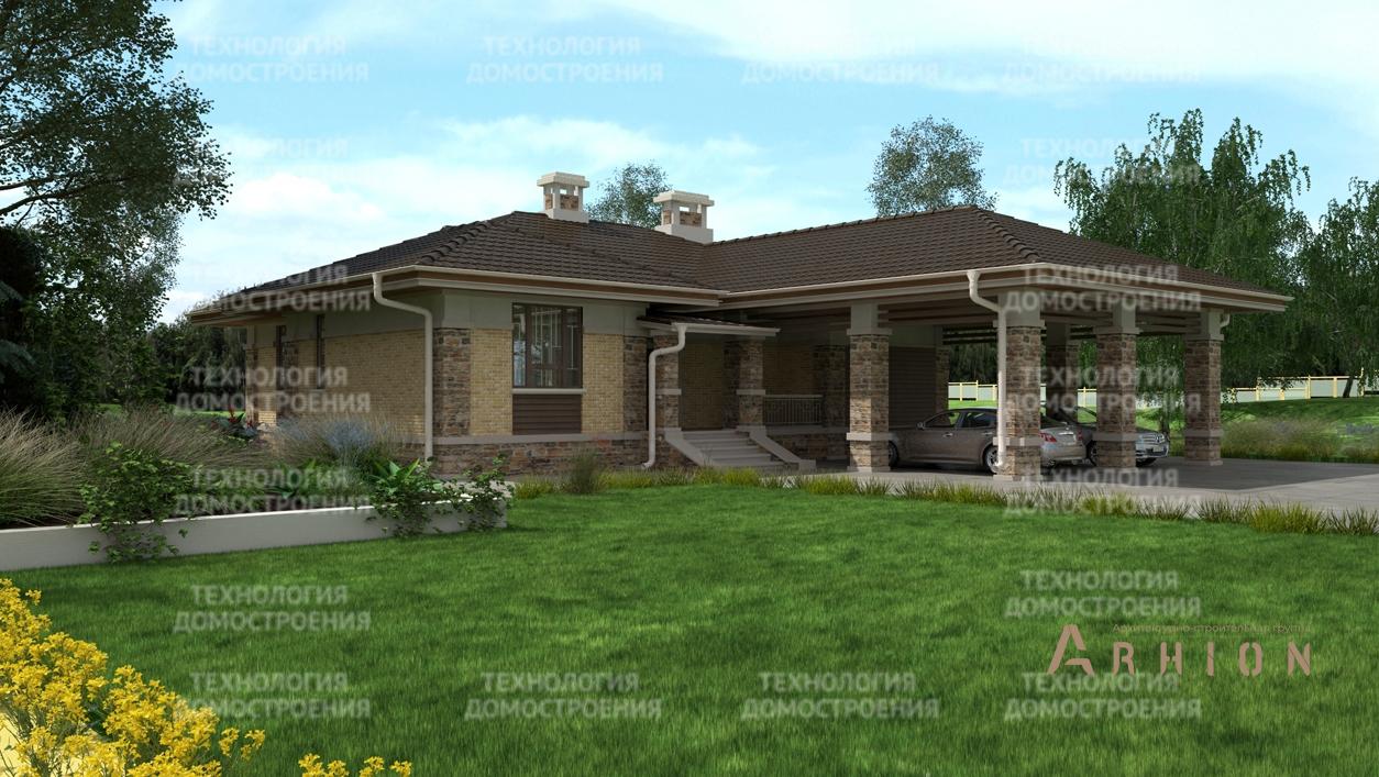 1. Проект одноэтажного дома в современном стиле с плоской кровлей , cp-83-34, площадью - 124 кв