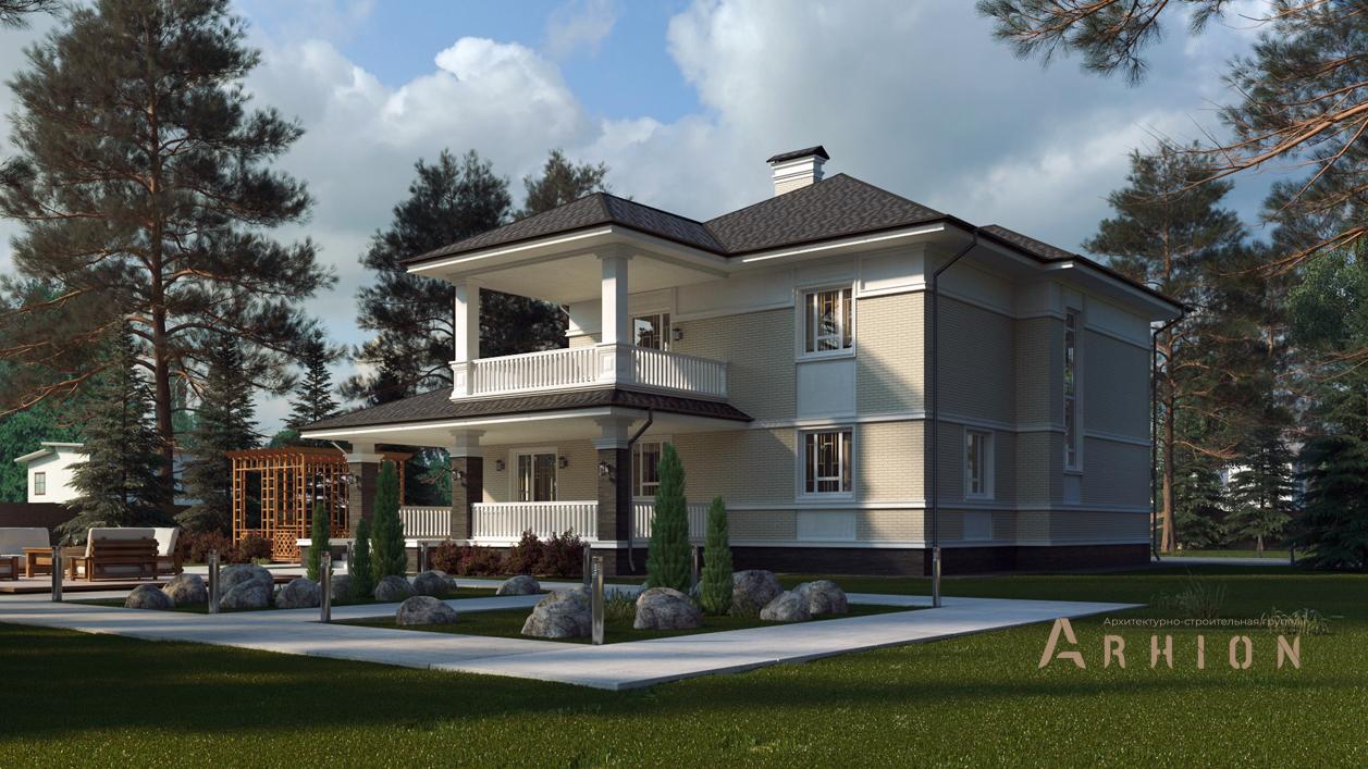 3. Проект двухэтажного дома в современном стиле с плоской кровлей , cp-84-01, площадью - 335 кв c цокольным этажом, терассой, балконом, гаражом