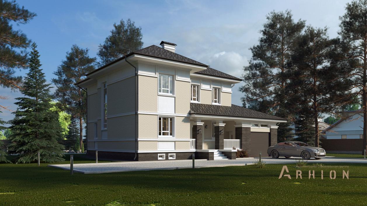 4. Проект двухэтажного дома в современном стиле с плоской кровлей , cp-84-01, площадью - 335 кв c цокольным этажом, терассой, балконом, гаражом