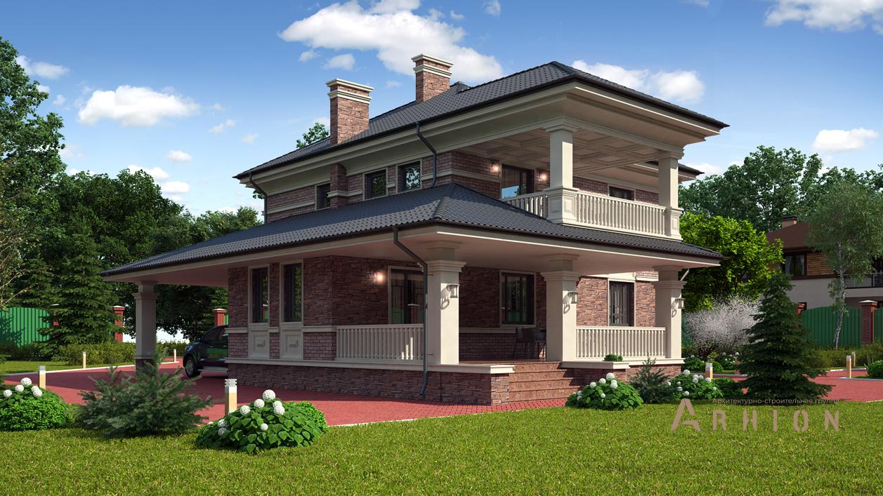 3. Проект двухэтажного дома в современном стиле с плоской кровлей , cp-84-06, площадью - 312 кв c цокольным этажом