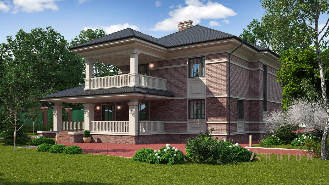 4. Проект двухэтажного дома в современном стиле с плоской кровлей , cp-84-06, площадью - 312 кв c цокольным этажом