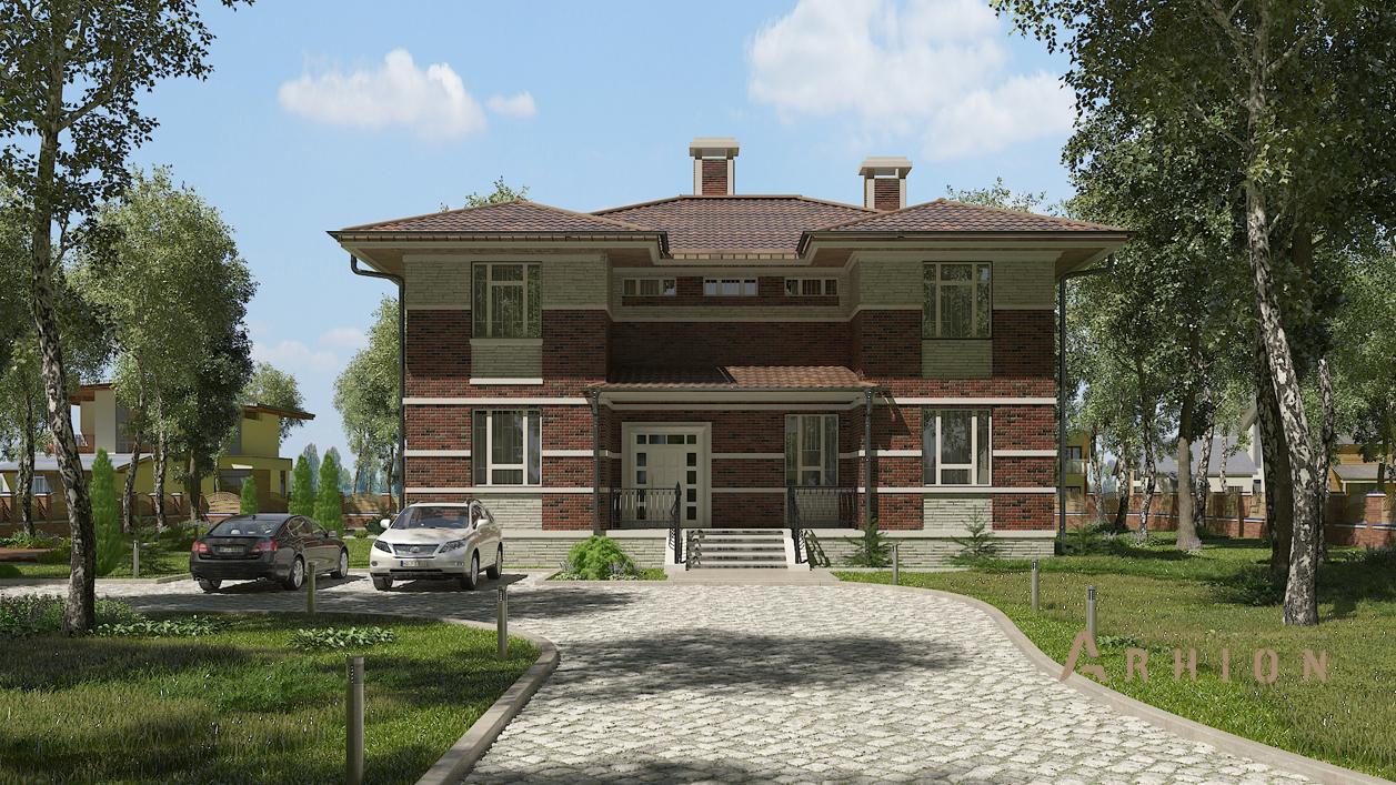 1. Проект двухэтажного дома в современном стиле с плоской кровлей , cp-84-08, площадью - 391 кв c цокольным этажом