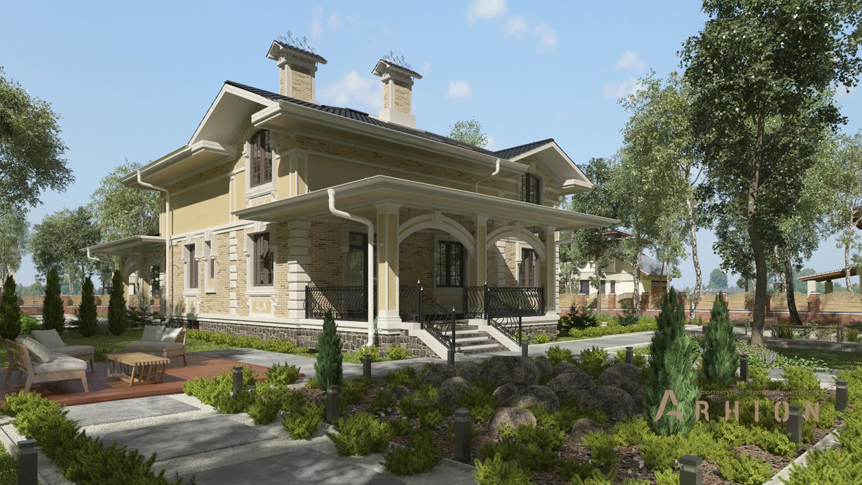 3. Проект двухэтажного дома в современном классическом стиле с многоскатной кровлей, cp-84-60, площадью - 391 кв c цокольным этажом, терассой