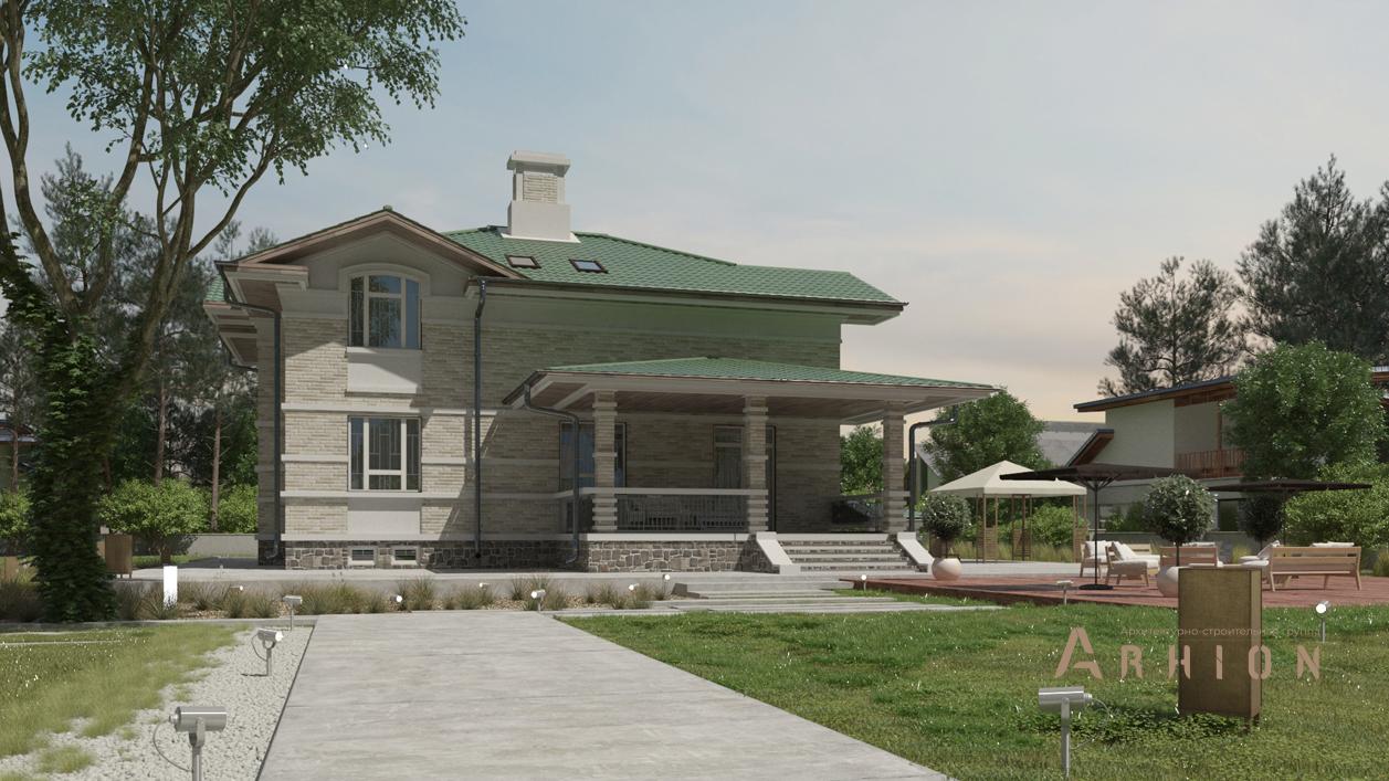 3. Проект двухэтажного дома в скандинавском стиле с четырехскатной, cp-84-69, площадью - 485 кв c цокольным этажом, сауной, терассой, бассейном