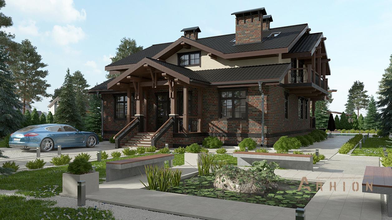 1. Проект одноэтажного дома в европейском стиле с многоскатной кровлей, cp-87-24, площадью - 404 кв c цокольным этажом, мансардой, сауной, терассой, балконом, бассейном