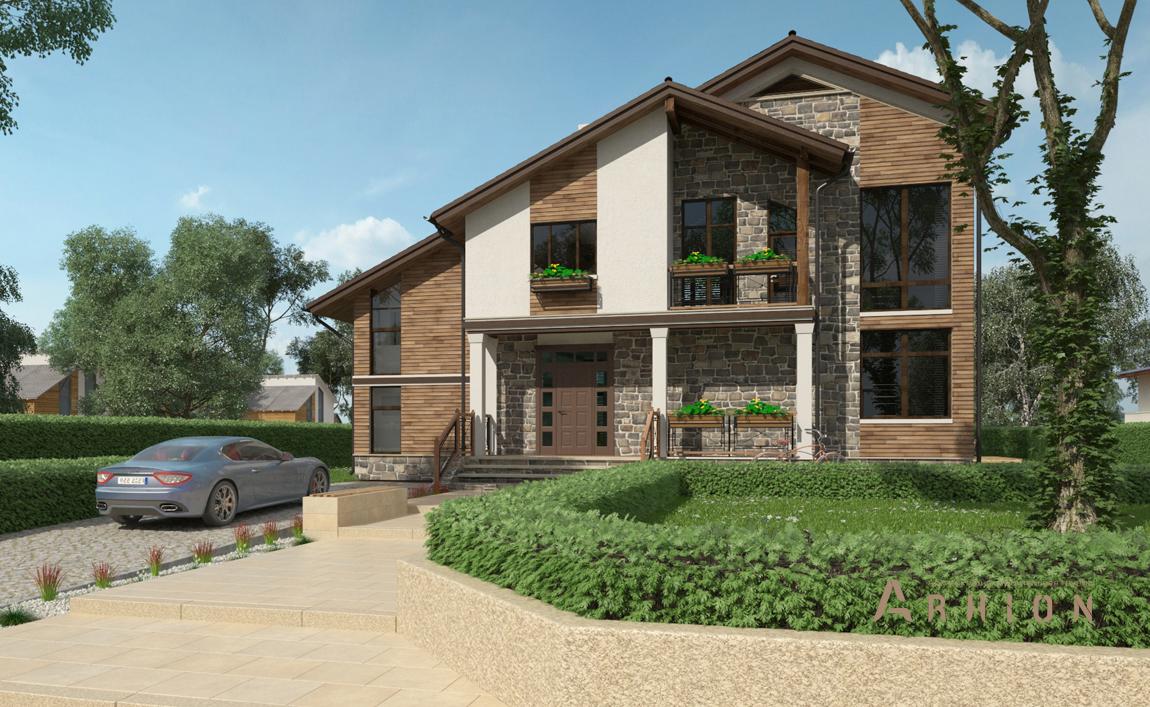 4. Проект двухэтажного дома в финском стиле с двускатной кровлей, cp-87-30, площадью - 240 кв c терассой, балконом