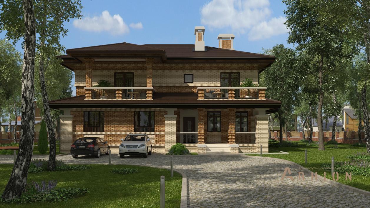 1. Проект двухэтажного дома в стиле Ллойда Райта (прерий) с четырехскатной, cp-87-47, площадью - 250 кв c терассой, балконом, вторым светом