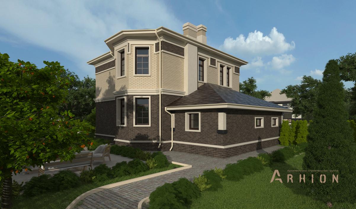 3. Проект двухэтажного дома в современном классическом стиле с четырехскатной, cp-87-70, площадью - 285 кв c балконом, гаражом, эркером