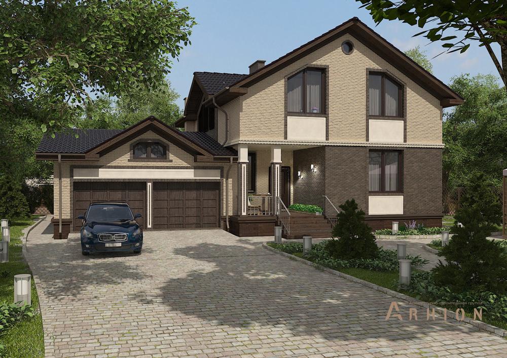 1. Проект одноэтажного дома в скандинавском стиле с многоскатной кровлей, cp-87-74, площадью - 228 кв c мансардой