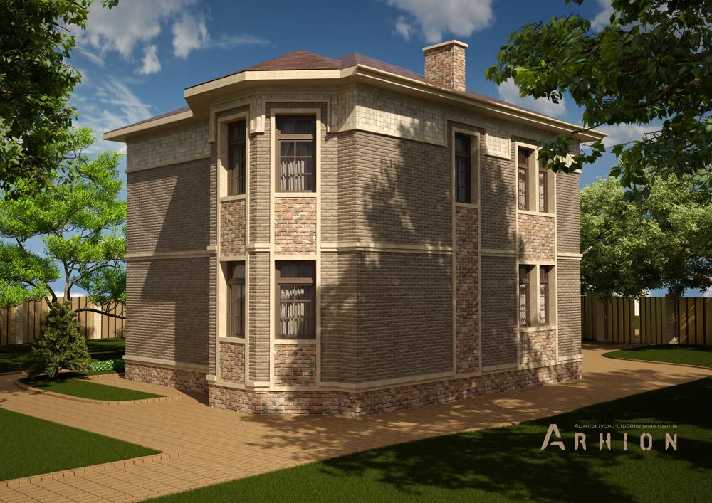 2. Проект двухэтажного дома в современном стиле с четырехскатной, cp-88-20, площадью - 168 кв c терассой, балконом, эркером