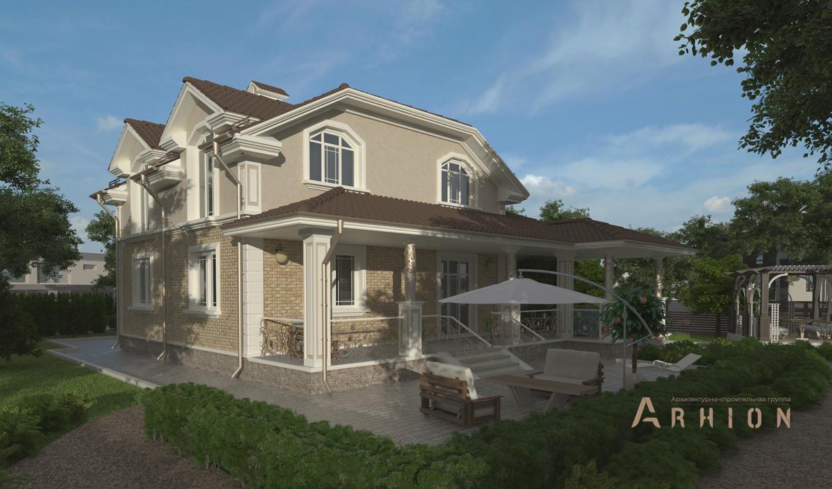 2. Проект одноэтажного дома в европейском стиле с многоскатной кровлей, cp-88-23, площадью - 243 кв c цокольным этажом, мансардой, сауной, терассой, гаражом