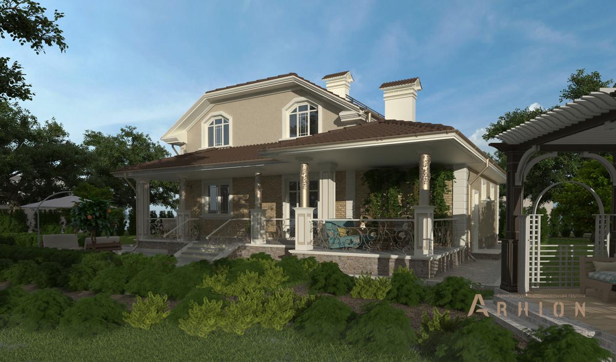 3. Проект одноэтажного дома в европейском стиле с многоскатной кровлей, cp-88-23, площадью - 243 кв c цокольным этажом, мансардой, сауной, терассой, гаражом