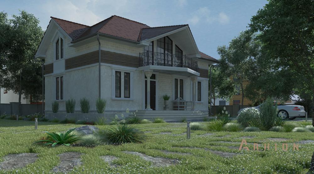 2. Проект одноэтажного дома в скандинавском стиле с многоскатной кровлей, cp-88-66, площадью - 268 кв c цокольным этажом, мансардой, балконом, эркером, вторым светом