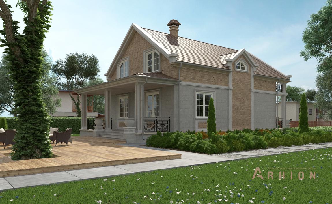 2. Проект одноэтажного дома в скандинавском стиле с двускатной кровлей, cp-89-56, площадью - 258 кв c цокольным этажом, мансардой, сауной, терассой, гаражом