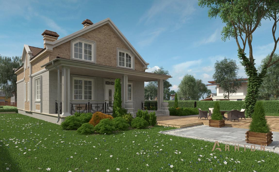 3. Проект одноэтажного дома в скандинавском стиле с двускатной кровлей, cp-89-56, площадью - 258 кв c цокольным этажом, мансардой, сауной, терассой, гаражом