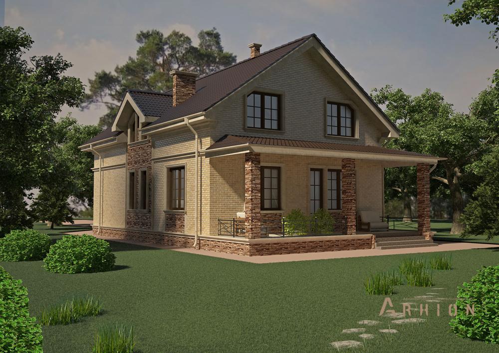 2. Проект одноэтажного дома в европейском стиле с двускатной кровлей, cp-89-59, площадью - 254 кв c цокольным этажом, мансардой, сауной, терассой, балконом, гаражом