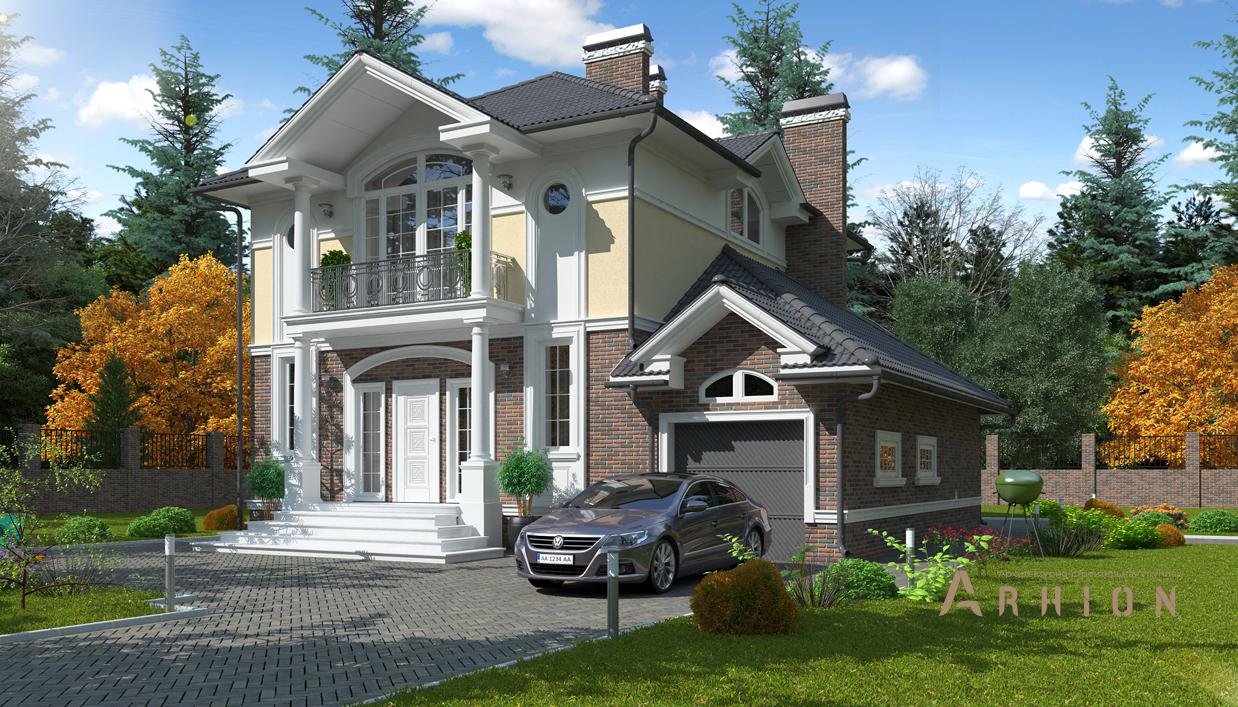 1. Проект двухэтажного дома в современном классическом стиле с многоскатной кровлей, cp-89-82, площадью - 247 кв c цокольным этажом, сауной, балконом, гаражом