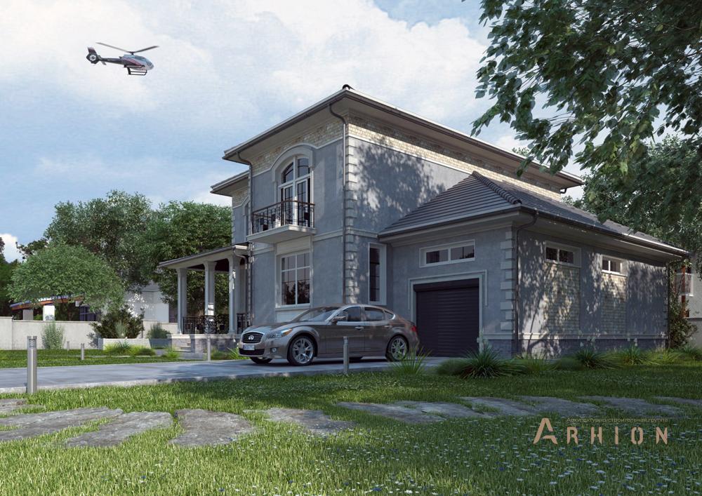 1. Проект двухэтажного дома в классическом стиле с многоскатной кровлей, cp-89-85, площадью - 317 кв c сауной, терассой, балконом, гаражом, бассейном, вторым светом