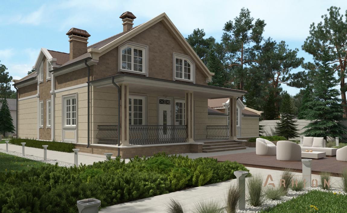 3. Проект одноэтажного дома в европейском стиле с многоскатной кровлей, cp-89-95, площадью - 358 кв c цокольным этажом, мансардой, сауной, терассой