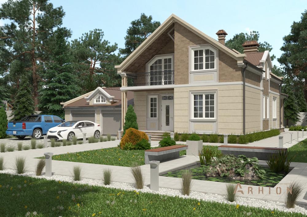 1. Проект одноэтажного дома в европейском стиле с многоскатной кровлей, cp-89-95, площадью - 358 кв c цокольным этажом, мансардой, сауной, терассой