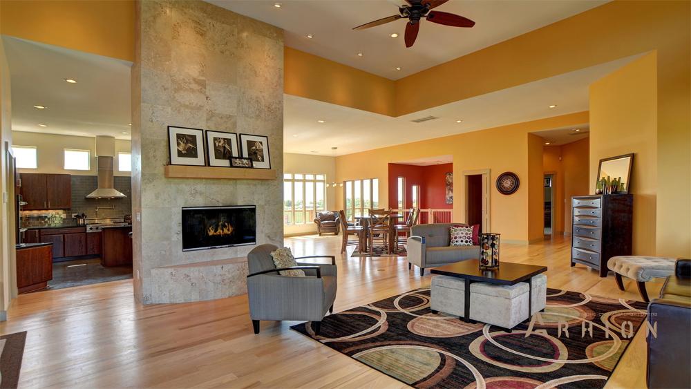 4. Проект одноэтажного дома в стиле Ллойда Райта (прерий) с многоскатной кровлей, cp-91-05, площадью - 475 кв c цокольным этажом, сауной, терассой, гаражом, бассейном