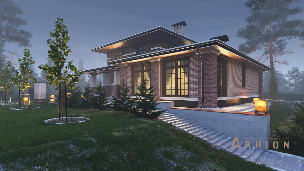 3. Проект двухэтажного дома в стиле Ллойда Райта (прерий) с четырехскатной, cp-92-00, площадью - 228 кв c терассой