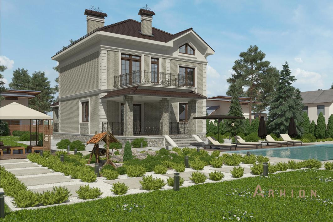 3. Проект двухэтажного дома в американском стиле с многоскатной кровлей, cp-92-14, площадью - 358 кв c мансардой, терассой, балконом