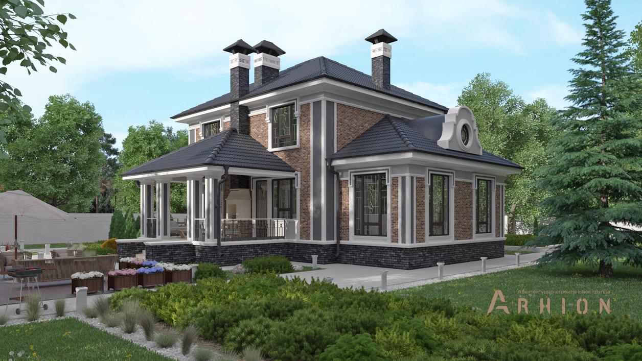 2. Проект двухэтажного дома в современном стиле с четырехскатной, cp-92-30, площадью - 178 кв c терассой