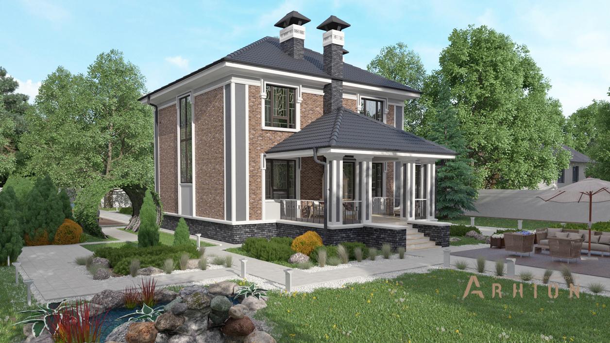 3. Проект двухэтажного дома в современном стиле с четырехскатной, cp-92-30, площадью - 178 кв c терассой