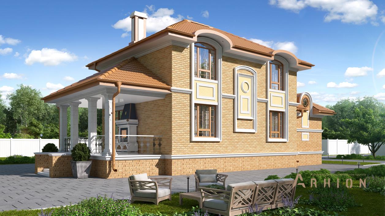 3. Проект двухэтажного дома в современном классическом стиле с четырехскатной, cp-92-37, площадью - 174 кв c сауной, терассой, гаражом