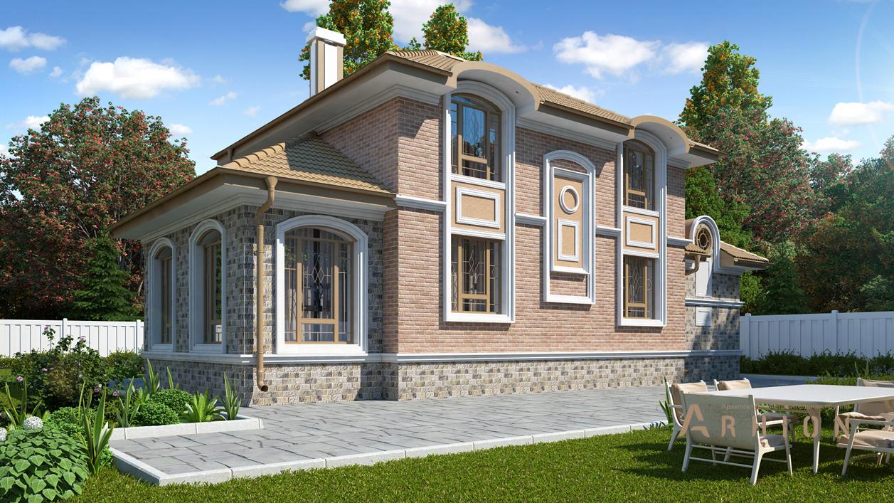 3. Проект двухэтажного дома в современном стиле с четырехскатной, cp-92-40, площадью - 192 кв c гаражом