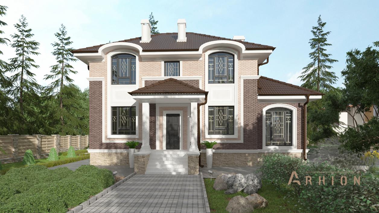 1. Проект двухэтажного дома в стиле барокко с четырехскатной, cp-92-43, площадью - 146 кв