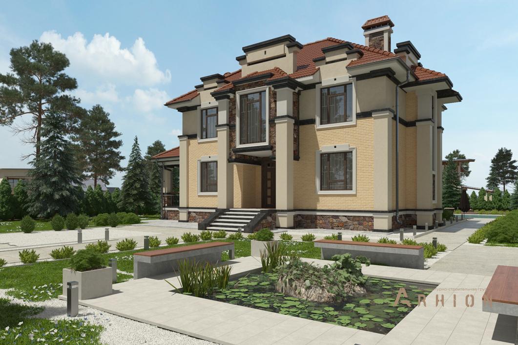 1. Проект двухэтажного дома в современном стиле с многоскатной кровлей, cp-92-62, площадью - 196 кв c терассой, балконом