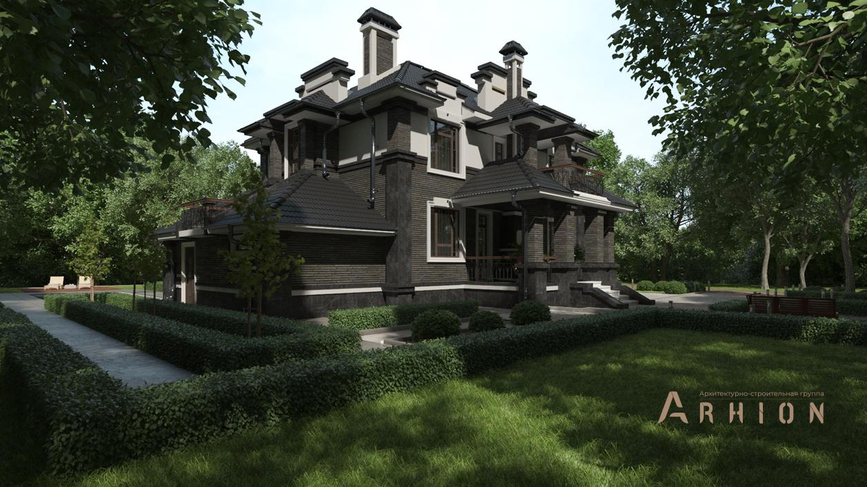 3. Проект двухэтажного дома в современном стиле с многоскатной кровлей, cp-92-63, площадью - 246 кв c терассой, балконом, гаражом, вторым светом